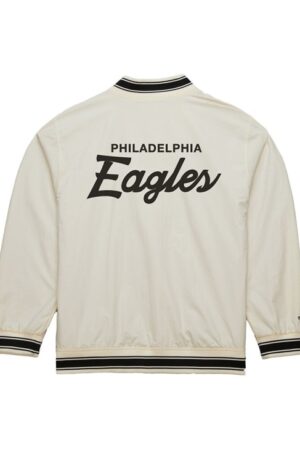 Mitchell and Ness Philadelphia Eagles Mens White Team Leader Light Weight Jacket