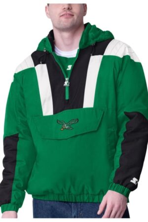Starter Philadelphia Eagles Mens Kelly Green Charger Pullover Jackets