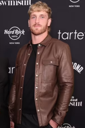 American Wrestler Logan Paul Brown Leather Jacket
