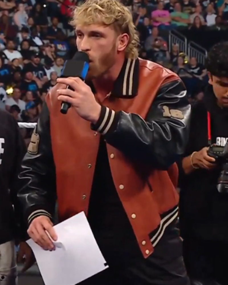 American Wrestler Logan Paul Smackdown 2024 Brown Leather Bomber Jacket American Wrestler Logan Paul Smackdown 2024 Brown Leather Bomber Jacket