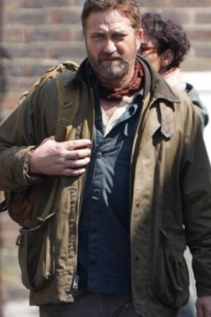 John Garrity Movie Greenland Migration 2025 Gerard Butler Green Cotton Jacket