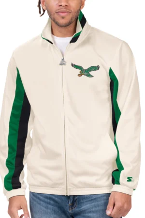 Men's Philadelphia Eagles Starter White Vintage Rebound Full-Zip Track Jacket