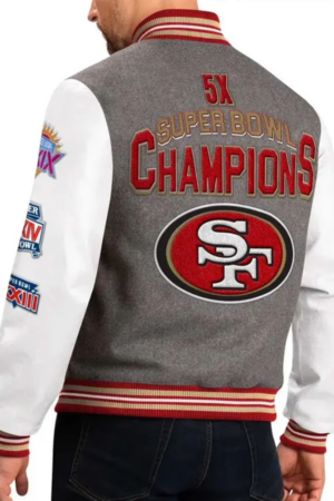 NFL San Francisco 49ers Challenger Grey and White Jacket