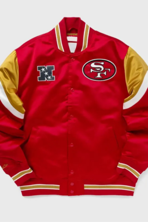 San Francisco 49ers Heavyweight Red Satin Varsity Jacket