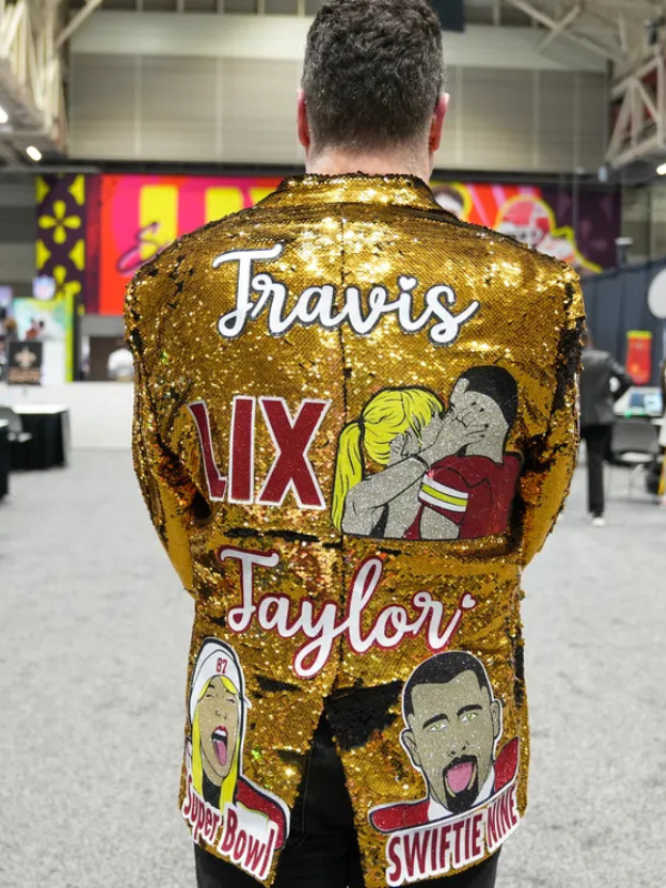 Super Bowl LIV Taylor Swift Golden Sequined Jacket Super Bowl LIV Taylor Swift Golden Sequined Jacket