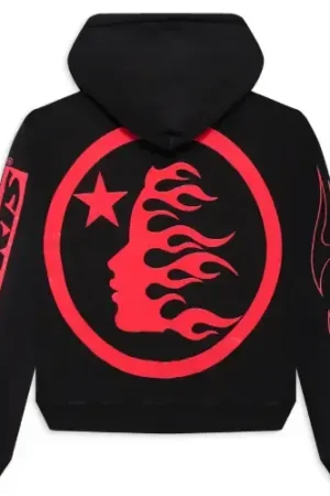 Unisex Black and Red Sports Future Flame Fleece Hoodie