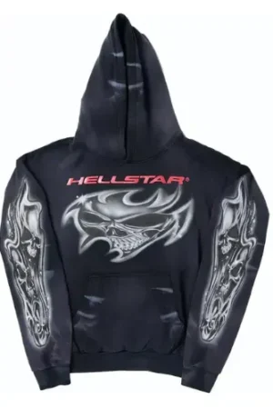 Unisex Black Airbrushed Skull Hoodie