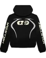 Unisex Jet Black Sports Cotton Hoodie
