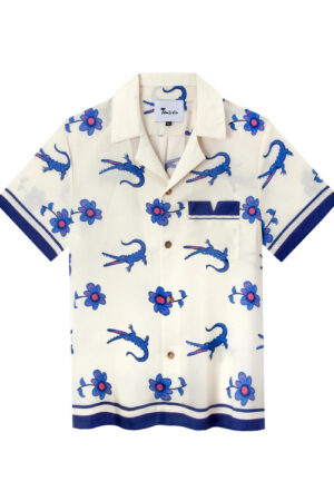 The White Lotus S03 Sam Nivola Crocodile & Floral Print Shirt