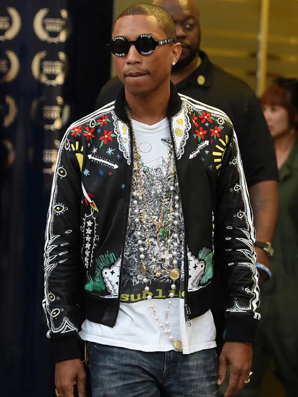 Pharrell Williams Embroidered Leather Adidas Track Jacket Pharrell Williams Embroidered Leather Adidas Track Jacket