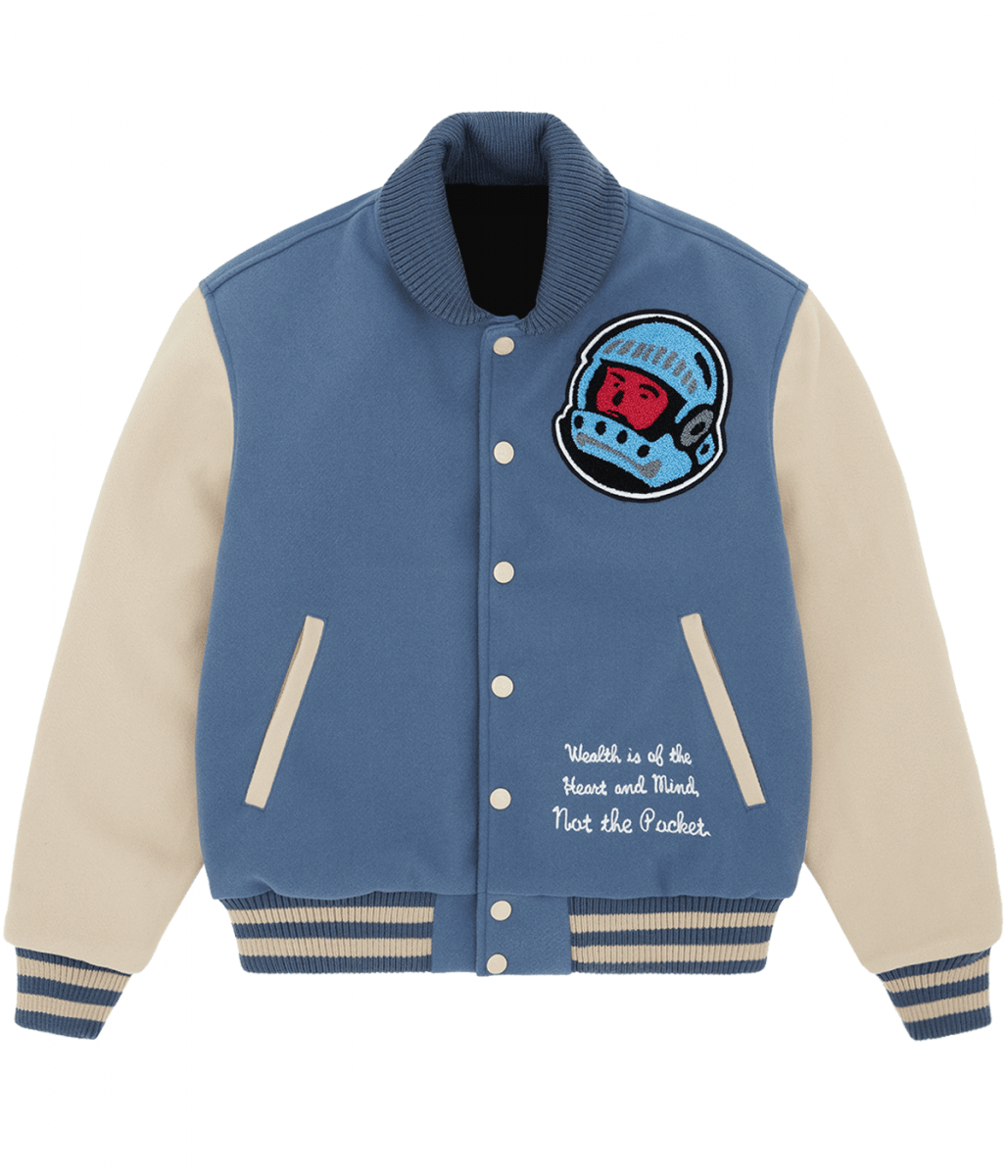 Cafeteria BBC Blue and Off-White Letterman Jacket Cafeteria BBC Blue and Off-White Letterman Jacket
