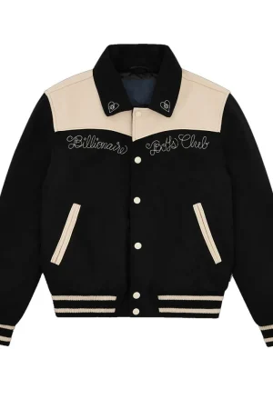 BBC Western Varsity Black Wool Jacket with Cream Contrast
