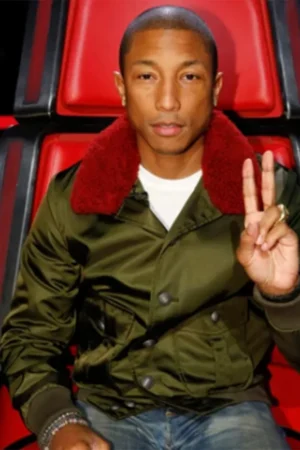 The Voice Pharrell Williams Green Twill Nylon Jacket