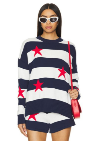 Love Hotel S01 Shannon Beador Red Stars Striped Sweater