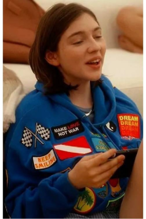 And Just Like That Alexa Swinton Blue Patch Hoodie