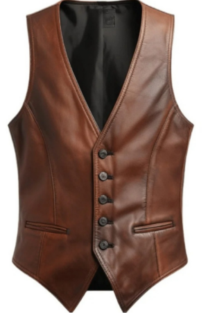 Vintage Men Brown Leather Vest