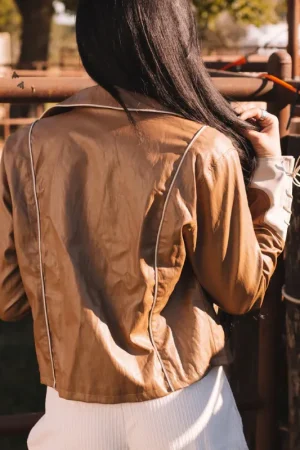 Women Rodeo Western Brown Leather Jacket