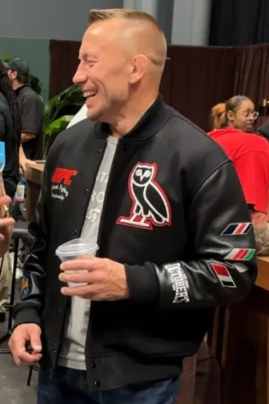 UFC Championship Georges St-Pierre Black Varsity Jacket