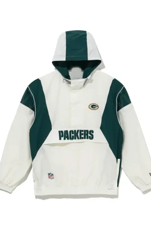 NFL Green Bay Packers Windbreaker White Anorak Jacket