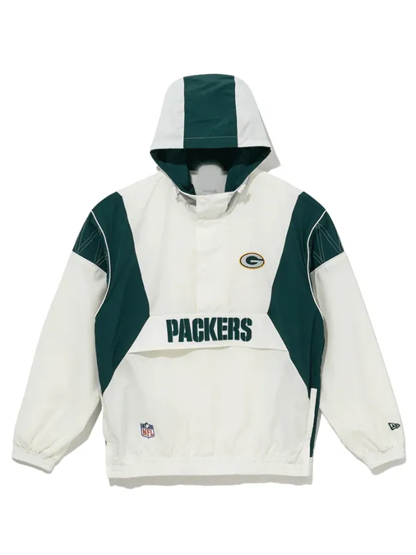 NFL Green Bay Packers Windbreaker White Anorak Jacket NFL Green Bay Packers Windbreaker White Anorak Jacket