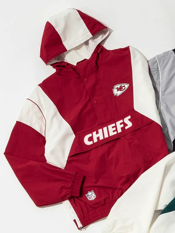 NFL Kansas City Chiefs Windbreaker Red Anorak Jacket NFL Kansas City Chiefs Windbreaker Red Anorak Jacket