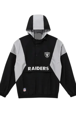 NFL Las Vegas Raiders Windbreaker Black Anorak Jacket