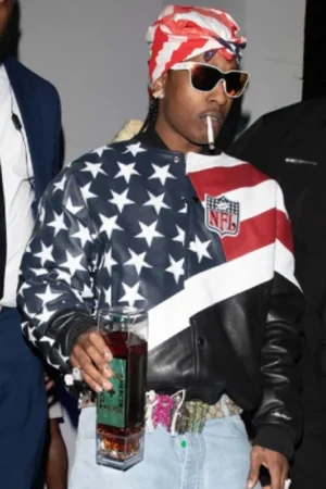 NFL Super Bowl ASAP Rocky USA Flag Leather Jacket