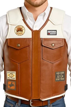 Rodeo Western Bull Riding Leather Vest