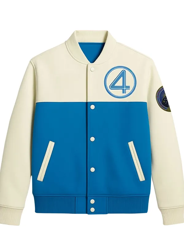 The Fantastic Four First Steps Blue Varsity Jacket The Fantastic Four First Steps Blue Varsity Jacket