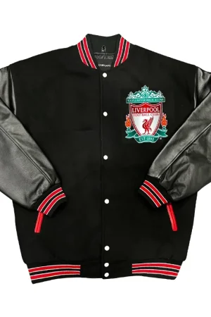 Premier League Team Liverpool FC Black Wool Jacket