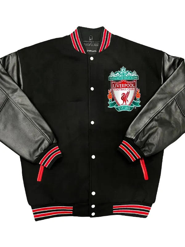 Premier League Team Liverpool FC Black Wool Jacket Premier League Team Liverpool FC Black Wool Jacket