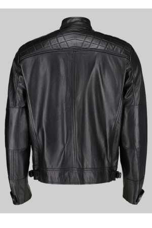 James Men’s Black Quilted Leather Moto Cafe Racer Jacket