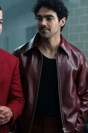 A Very Jonas Christmas Joe Jonas Maroon Leather Jacket