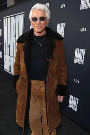 Baz Luhrmann Marty Supreme Movie Premiere Suede Coat