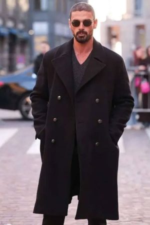 Michele Morrone Black Wool Coat