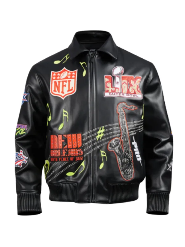 NFL Super Bowl LIX 2025 Black Leather Jacket NFL Super Bowl LIX 2025 Black Leather Jacket