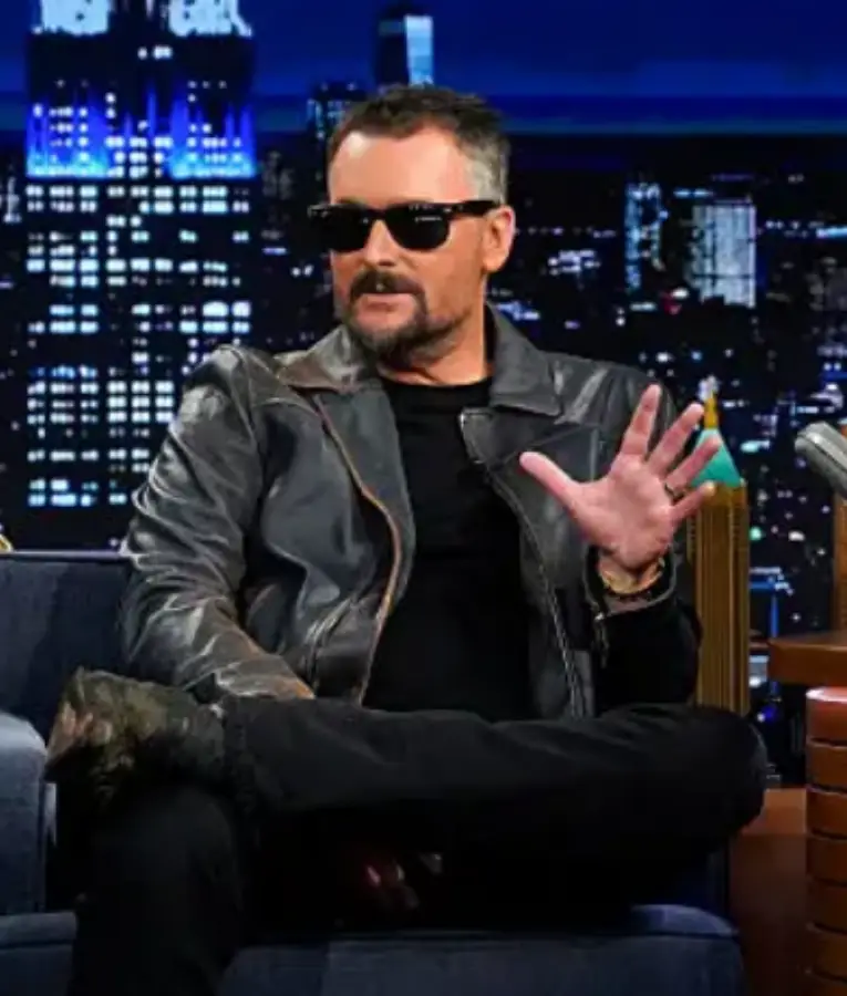 The Tonight Show S12 Eric Church Blue Leather Jacket The Tonight Show S12 Eric Church Blue Leather Jacket