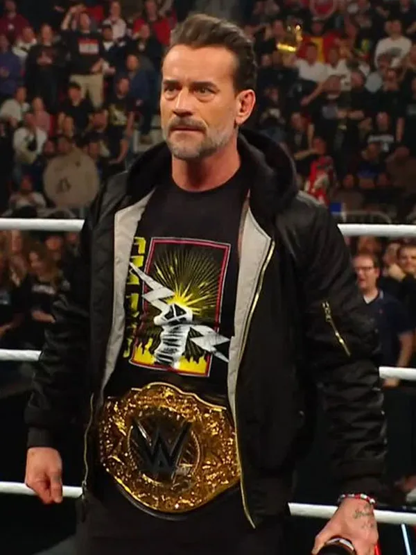 WWE Raw CM Punk Black Bomber Jacket WWE Raw CM Punk Black Bomber Jacket