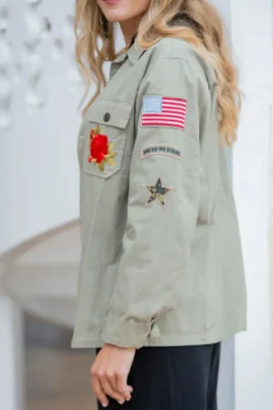 American Woman Green Cotton Jacket