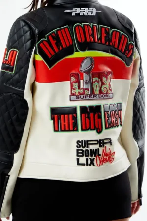 NFL Super Bowl LIX Women Moto Leather Jacket