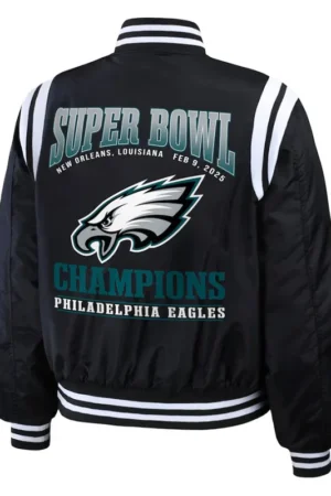 Philadelphia Eagles Super Bowl LIX Black Varsity Jacket
