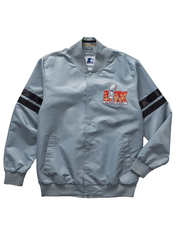 Roc Nation Super Bowl LIX Grey Satin Jacket Roc Nation Super Bowl LIX Grey Satin Jacket