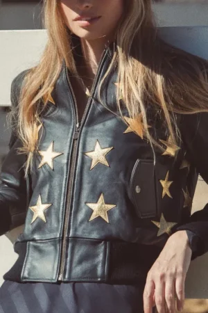 Rodeo Cowgirl Run the World Black Bomber Jacket
