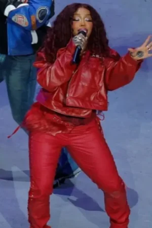 Super Bowl Halftime Show 2025 SZA Red Leather Jacket
