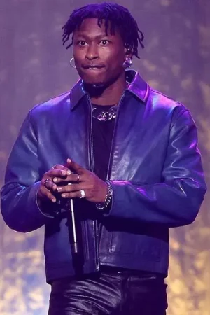 Super Bowl Soulful Celebration Lucky Daye Blue Leather Jacket