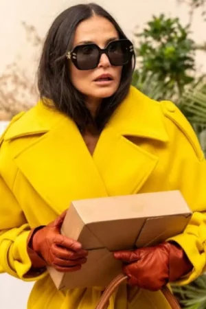 The Substance 2024 Demi Moore Yellow Coat
