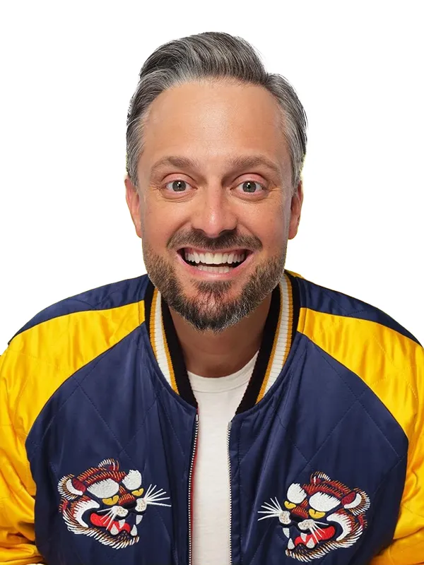 Growly Bear Nate Bargatze Quilted Bomber Jacket Growly Bear Nate Bargatze Quilted Bomber Jacket