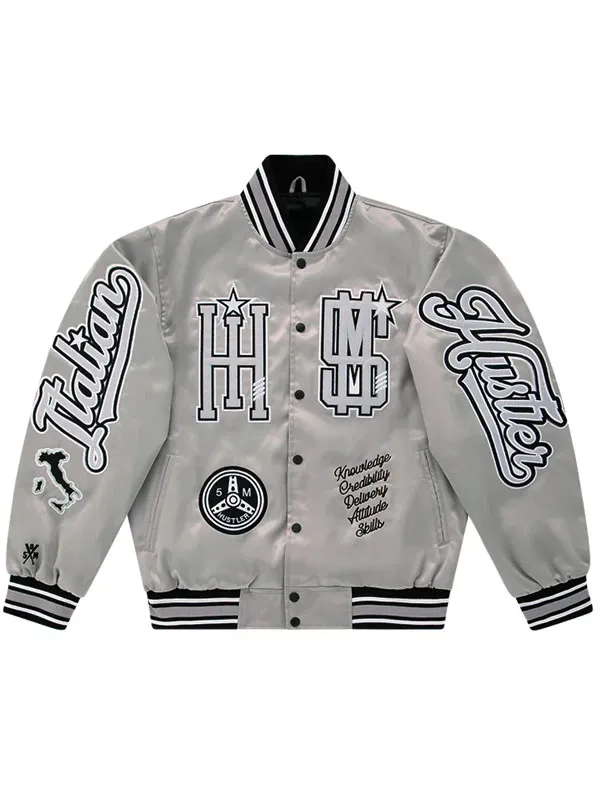 Cookin Soul Italian Hustler Silver Bomber Jacket Cookin Soul Italian Hustler Silver Bomber Jacket