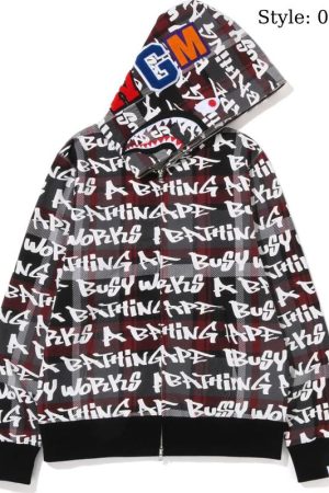 Bape Graffiti Check Shark Hoodie