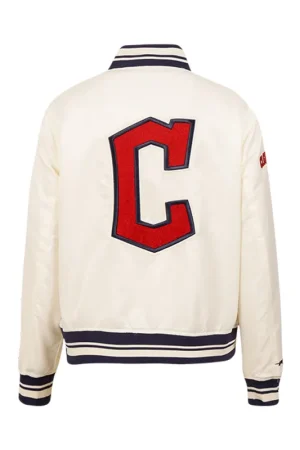 MLB Cleveland Guardians Cream Satin Varsity Jacket
